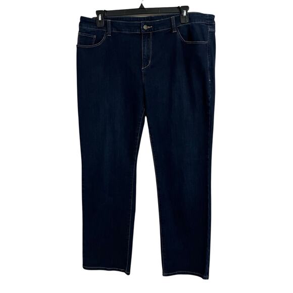Soft Surroundings Dark Wash Classic Straight Leg Jeans - Picture 1 of 9